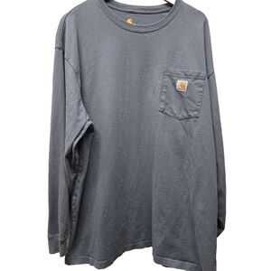 Carhartt Men's Original Fit Long Sleeve Pocket T Shirt Dark Blue 2XL